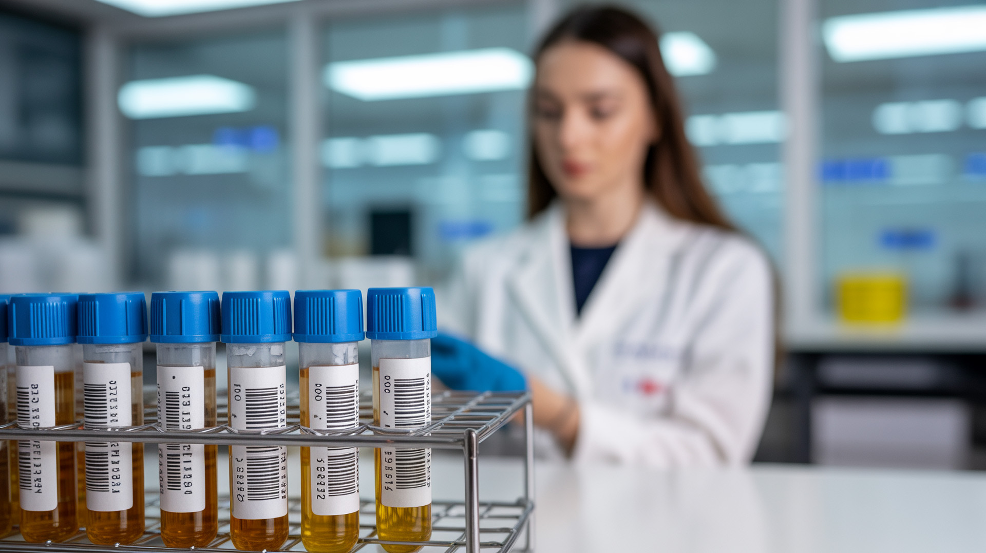 Laborröhrchen mit Urinproben für medizinische Tests